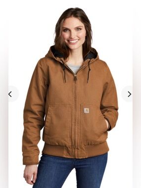 Women’s Carhartt Washed Duck Insulated Brown Hooded Work Jacket - Medium